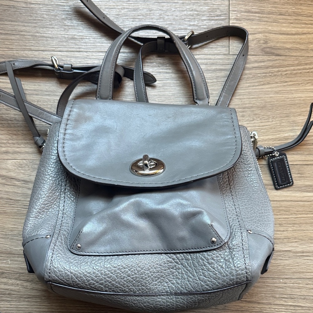 Coach Gray Leather Backpack